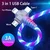 shumee Kabel za telefon 3v1 micro USB USB-C Apple 200CM svetleč