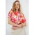 Trend Alacati Stili Ženska bluza kratkih rukava Alc-X13795, Brod izrez, Belo-crvena