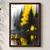 WallXpert uramljena MDF slika 3752KACT-016, osoba u žutom u čamcu ispred žutog drveta i kuće na jezeru, 37 x 52 cm
