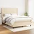 Vidaxl Box spring postelja z vzmetnico krem 140x200 cm blago