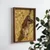 WallXpert uramljena MDF slika NAL037-70, leopard hoda kroz plitku vodu u zlatnim tonovima, 50 x 70 cm