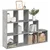 Pregrada/regal za knjige 3 razine sivi 137,5x29x103,5 cm drveni