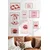 WallXpert set od 8 uramljenih slika Çgs-054, retro motivi u roze i crvenoj – pin-up žena, usne, trešnje, tulipani i karte, ram u boji prirodnog drveta