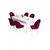 Hanah Home Set Trpezarijski sto i 6 stolica Roz, Bordo-beli