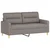 2-dijelni set sofa s jastucima smeđesivi od tkanine