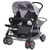 VIDAXL jekleni otroški voziček za dvojčke, siv-črn