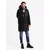 Ombre Mens long quilted jacket with large pockets - black