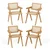 Costway Set 4 jedilnih stolov 50x52x81 cm naravne barve