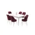 Hanah Home trpezarijski set Pir, sto i 6 stolica, bela ploča, bordo tkanina Babyface