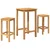 Vanjski bar set 3 pcs Neprerađeno Čvrsto teak drvo