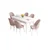 Hanah Home Set Trpezarijski sto i 6 stolica Roz, Roze-beli