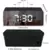Digitalna ura z budilko, sobnim termometrom in ogledalom - črna