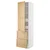 METOD / MAXIMERA Vis.el. s polic/4fiok/vrat/2front, bela/Forsbacka hrastovina, 60x60x220 cm
