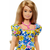 Mattel Barbie s Downovým syndrómom - šaty s modrými a žltými kvetinami