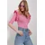 Trend Alacati Stili Ženska bluza 3/4 rukava ALC-X11557, V-izrez, Roze