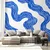 Tapeta moderne modre valovite linije - 245x270