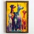 WallXpert uramljena MDF slika NAL116-70, pet pasa u šarenim tonovima na žutoj pozadini, 50 x 70 cm