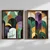 WallXpert set uramljenih MDF slika NAL195-70, art deco lukovi u zelenoj, ljubičastoj i zlatnoj, 2 x 50 x 70 cm