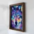 WallXpert uramljena MDF slika NAL011-46, vuk u ljubičastim, plavim i žutim potezima boje, 35,5 x 47 cm