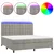 Krevet box spring s madracem LED svjetlosivi 200x200 cm baršun