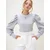 Trend Alaçati Stili Womens Gray Crew Neck Drop Neck Princess Sleeve Knitwear Blouse