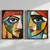 WallXpert set uramljenih MDF slika NAL201-70, kubistički portreti lica u živim bojama, 2 x 50 x 70 cm