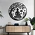 WallXpert metalni zidni ukras DCV-1080-MT, Buda u meditaciji ispod drveta, u krugu, 80 x 80 cm, crni