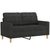 3-dijelni set sofa s jastucima crni od tkanine
