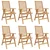 Stolica 6 pcs Smeđa 64.5 x 52 x 108 cm Čvrsto teak drvo