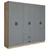 Hanah Home Garderober Yaman Luna-Fel 1600-65, 180x190x45 cm, Sivi