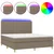Vidaxl Box spring postelja z vzmetnico LED taupe 160x200 cm blago