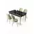 HANAH HOME Rasklopivi trpezarijski sto i stolice (5 delova) Nira Black Marble Chrome Cream