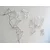 WallXpert metalni zidni ukras MAP-MET9001-SVR, geometrijska mapa sveta, 100 x 60 cm, srebrni