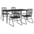 5-dijelni vrtni blagovaonski set od PVC ratana crni