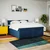 Vidaxl Box spring postelja z vzmetnico modra 200x200 cm blago