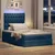Vidaxl Otomanska postelja z vzmetnico & LEDs modra 120x190 cm blago
