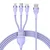 BASEUS USB kabel 3v1 Baseus Flash II, USB-C + micro USB + Lightning, 66 W, 1,2 m (vijoličen)