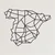 WallXpert metalni zidni ukras 5291, geometrijska mapa Španije, 60 x 48 cm, crni