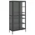 Visoka komoda crna 85 x 40 x 180 cm od stakla i čelika