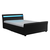 Corium® Moderni tapecirani bračni krevet - umjetna koža - sa LED atmosfernim svijetlom - 140x200cm (crno)