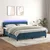 Vidaxl Box spring postelja z vzmetnico LED temno modra 180x200cm žamet