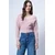 Trend Alacati Stili Ženska bluza dugih rukava ALC-019-053-BLZ, V-izrez, Roze