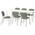 VIHALS / VIHALS Sto i 6 stolica, bela/zelena Tibbleby sivozelena, 120/180x74 cm