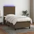 Vidaxl Box spring postelja z vzmetnico LED temno rjava 100x200cm blago