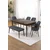 Hanah Home trpezarijski set Pir, sto, 4 stolice i klupa, ploča u dekoru drveta Baroque, dimno siva tkanina Babyface