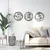 WallXpert metalni zidni ukras RT-NMD-075, linijski poljski cvetovi u 3 kruga, 3 dela, 39 x 39 cm, crni