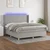 Vidaxl Box spring postelja z vzmetnico LED sv. siva 160x200 cm blago