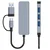Hub postaja Techsuit DataBridge 4v1 (H8) USB-A/USB-C - USB-A 3.0, 3x USB-A 2.0 - gray