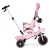 Eco Toys Tricikl za decu sa rotirajućim sedištem, gurajućim rukohvatom i tendom Pink