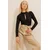 Trend Alacati Stili Ženska bluza dugih rukava ALC-X11052, Rolka, Crna